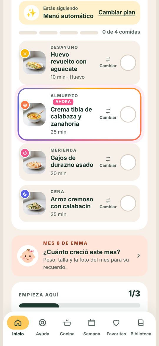 Menú de hoy en la app
